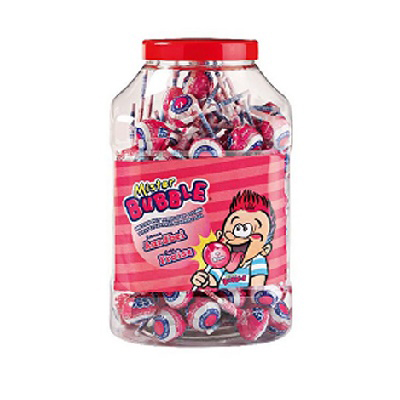 CANDYMAN LOLLY MAC BUBBLE AARDBEI 100ST ROZE