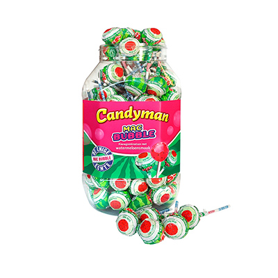 CANDYMAN LOLLY MAC BUBBLE WATERMELOEN 100ST GROEN