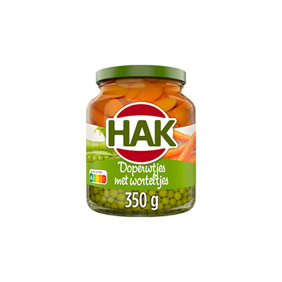 HAK DOPERWTJES MET WORTEL 12X350G GLAS