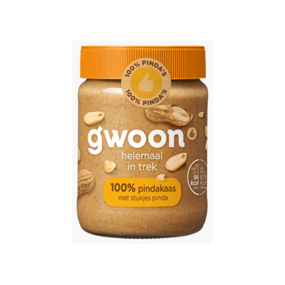 GWOON PINDAKAAS MET STUKJES 100% 8X350G
