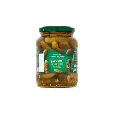 GWOON COCTAIL AUGURKEN ZOETZUUR 12X320G